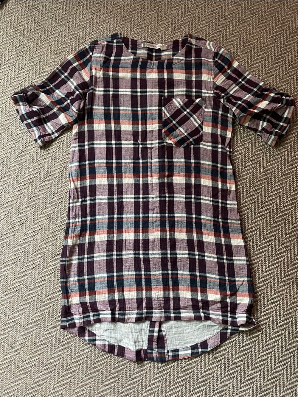 Women’s Plaid Short-Sleeve Dress Purple Multi